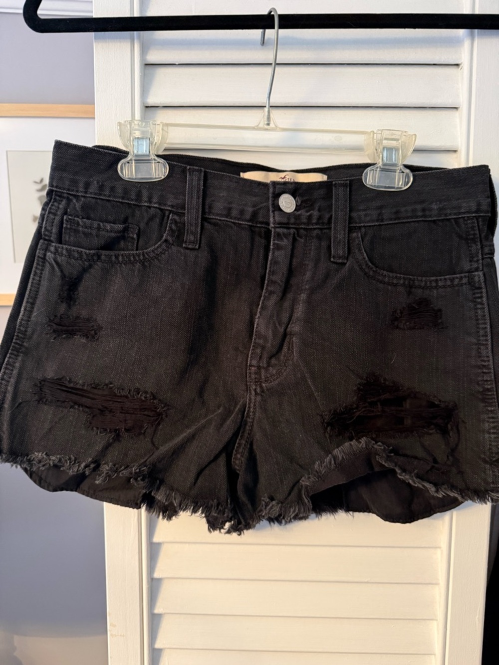 Black Distressed Women's Denim Shorts
